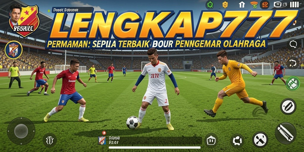 Screenshot gameplay LENGKAP777 menampilkan aksi seru dalam pertandingan sepak bola.
