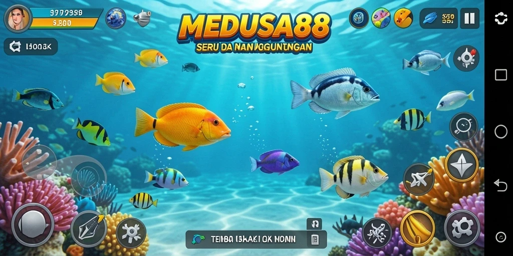 Screenshot seru dari gameplay Tembak Ikan MEDUSA88.