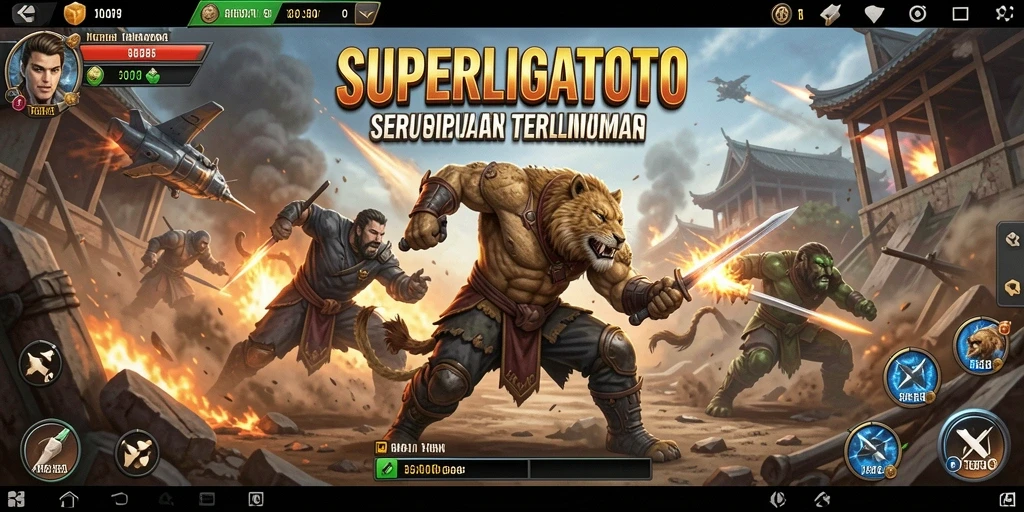Tampilan seru gameplay SUPERLIGATOTO yang mendebarkan.